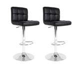 Set of 2 PU Leather Bar Stools - Black